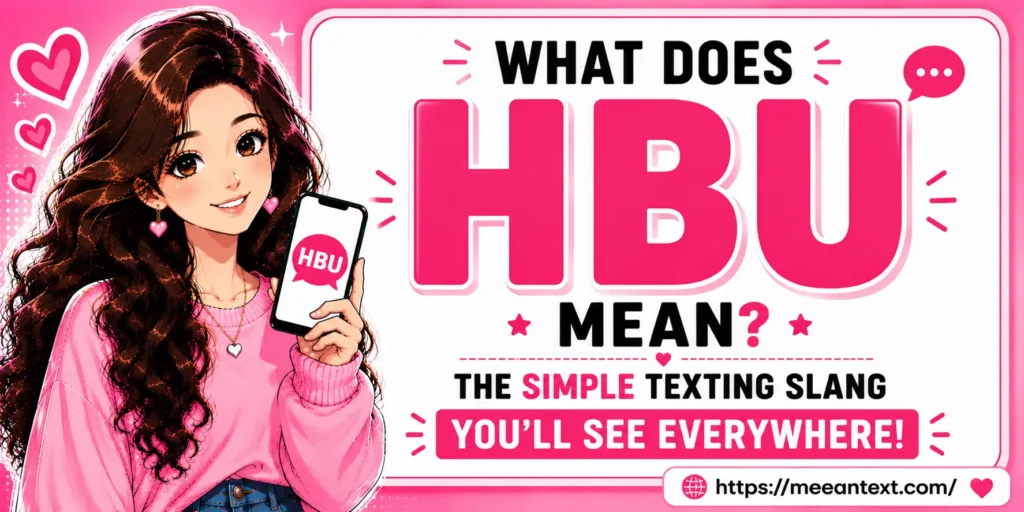 HBU means “How About You?” It is a casual texting abbreviation used when you want to ask the same question back to someone. For example, “I’m good, HBU?” means “I’m good, how about you?”.