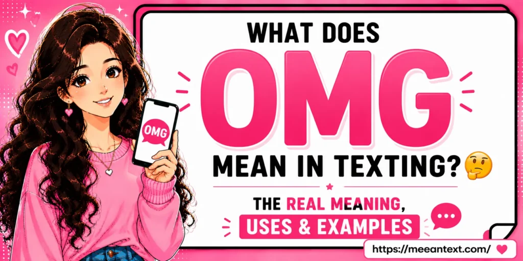 OMG means “Oh My God.” In texting, it is commonly used to express surprise, shock, excitement, disbelief, admiration, or another strong emotional reaction.