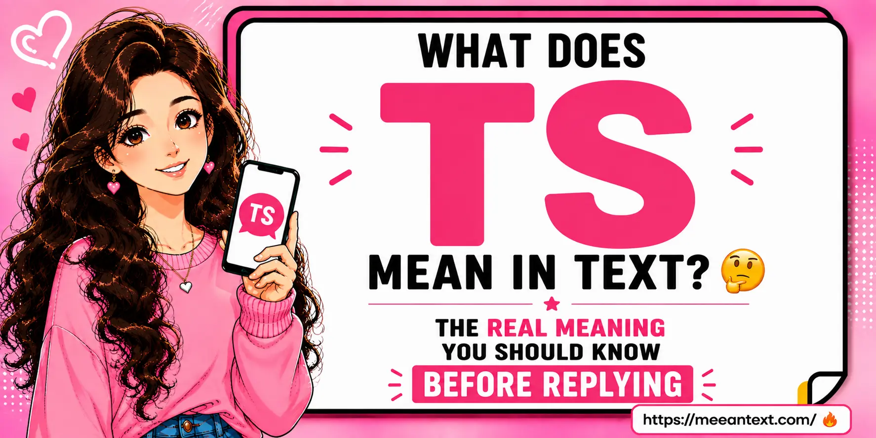 TS in text usually means "Talk Soon" or "That's Sad." Depending on the conversation, it can also stand for "Tough Situation" or "TeamSpeak." Reading the context is the best way to determine its intended meaning.