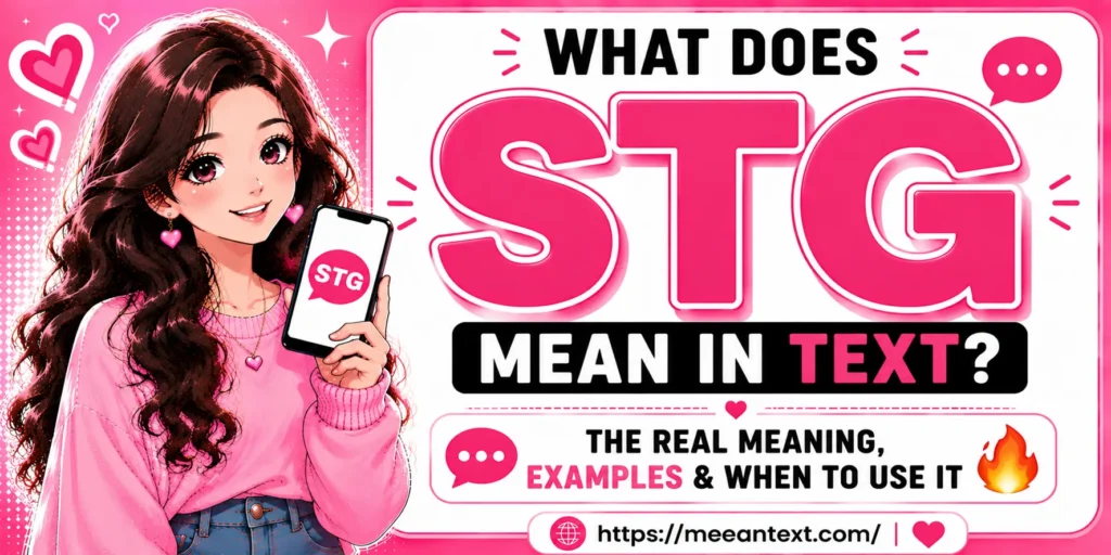 STG means “Swear to God” in text messages and online slang. People use it to emphasize that they're telling the truth, expressing strong feelings, or being serious about something.